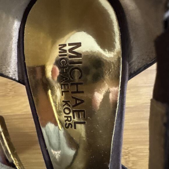 Michael Kors Greenwich open-toe heels 8.5 Suede 4.5” Heel .5” Platform - Picture 7 of 8